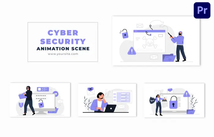 Cybersecurity Awareness Flat Design Animation Scene